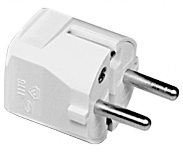 230 V Schuko hanstik med jord, hvid