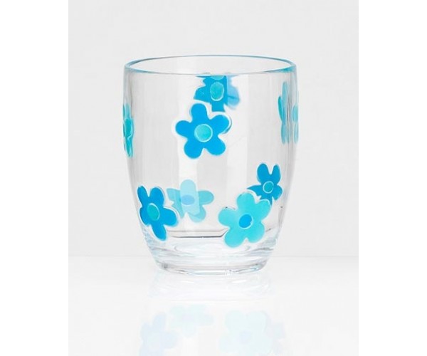 Flamefield Daisy glas med blomstermotiv - 2 pak blå