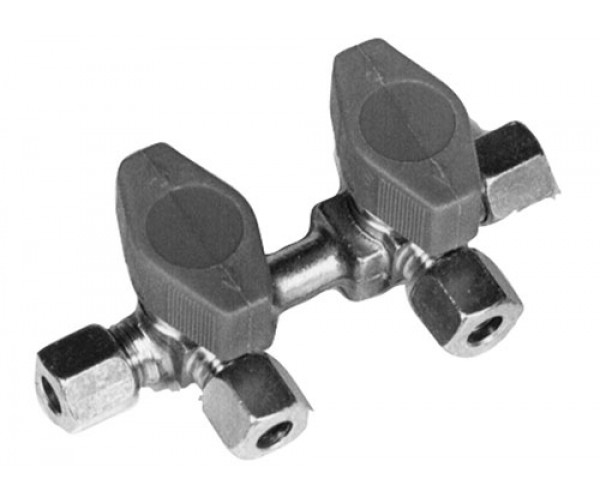 Gasblok med 2 haner, 10 mm, stål