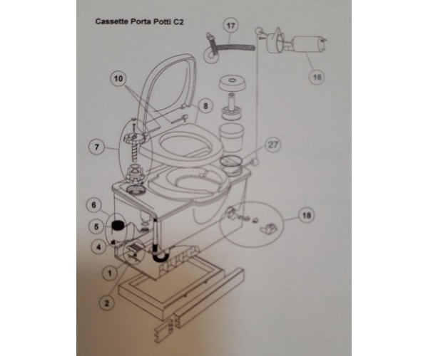 Hængselssæt - Porta Potti C2/C4 i hvid