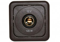 2-polet stikdåse til indbygning 12 V, 120 watt, brun