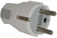 230 V Schuko vinkel hanstik med jord, hvid