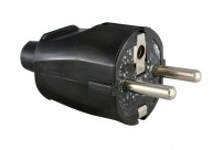 230 V Schuko hanstik med jord, sort