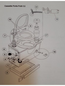 Sæde og låg i hvid - Porta Potti C2